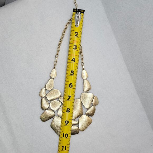 Geometric Statement Bib Necklace Bold Runway Style Textured Goldtone Lydell NYC - Picture 6 of 8